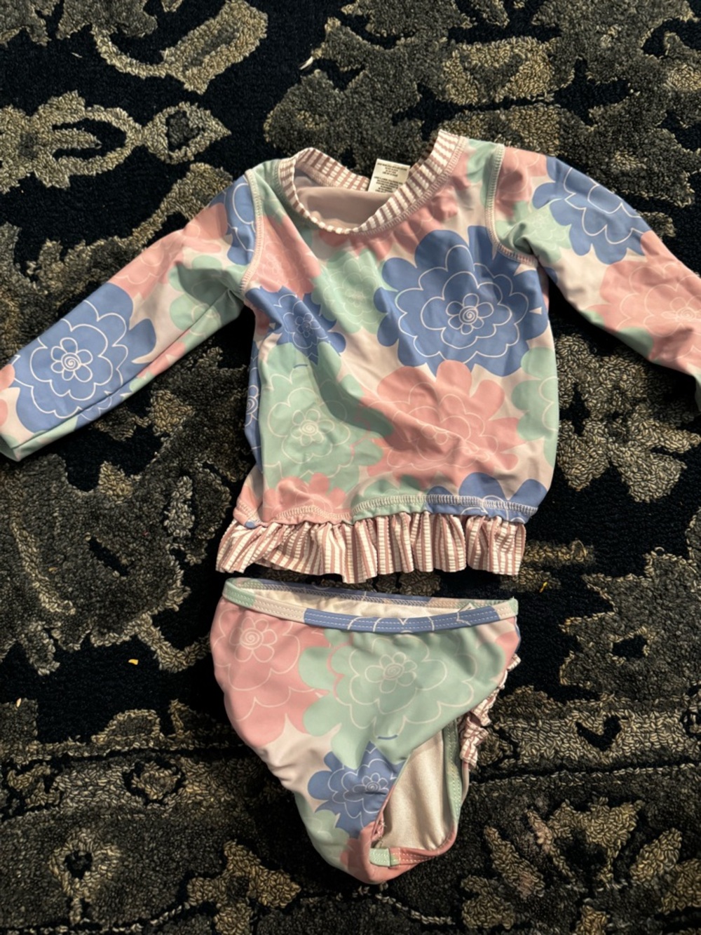 Ruffle Butts Kids Floral Rashguard Set - Pink, Blue, Mint